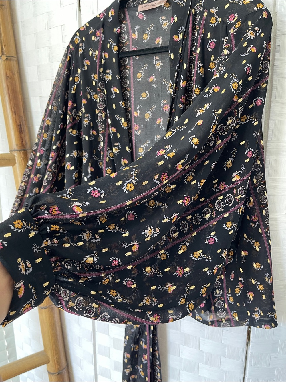 Willow Root Chiffon Metallic Wide Kimono Top✨ - Picture 3 of 12